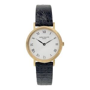 Patek Philippe Calatrava 18k Yellow Gold White Dial 25mm Quartz Watch 4819